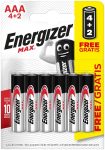 Energizer Max Alkáli Mikro Elem AAA B4+2