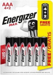 Energizer Max Alkáli Mikro Elem AAA B4+2