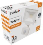   Avide LED Opál Reflektor Slim SMD 20W NW 4000K Mozgásérzékelős PIR Fehér